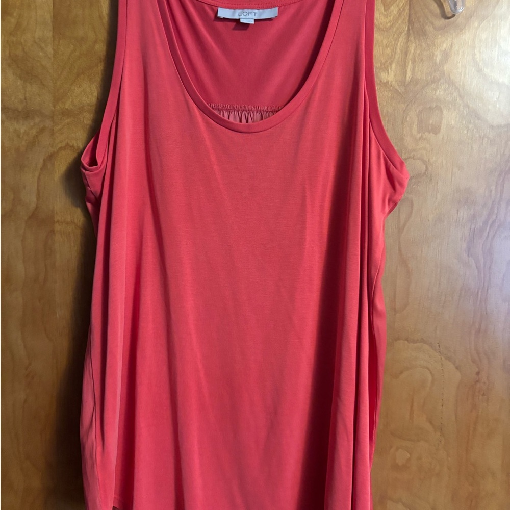 LOFT Orange Mixed Media Sleeveless Relaxed Top